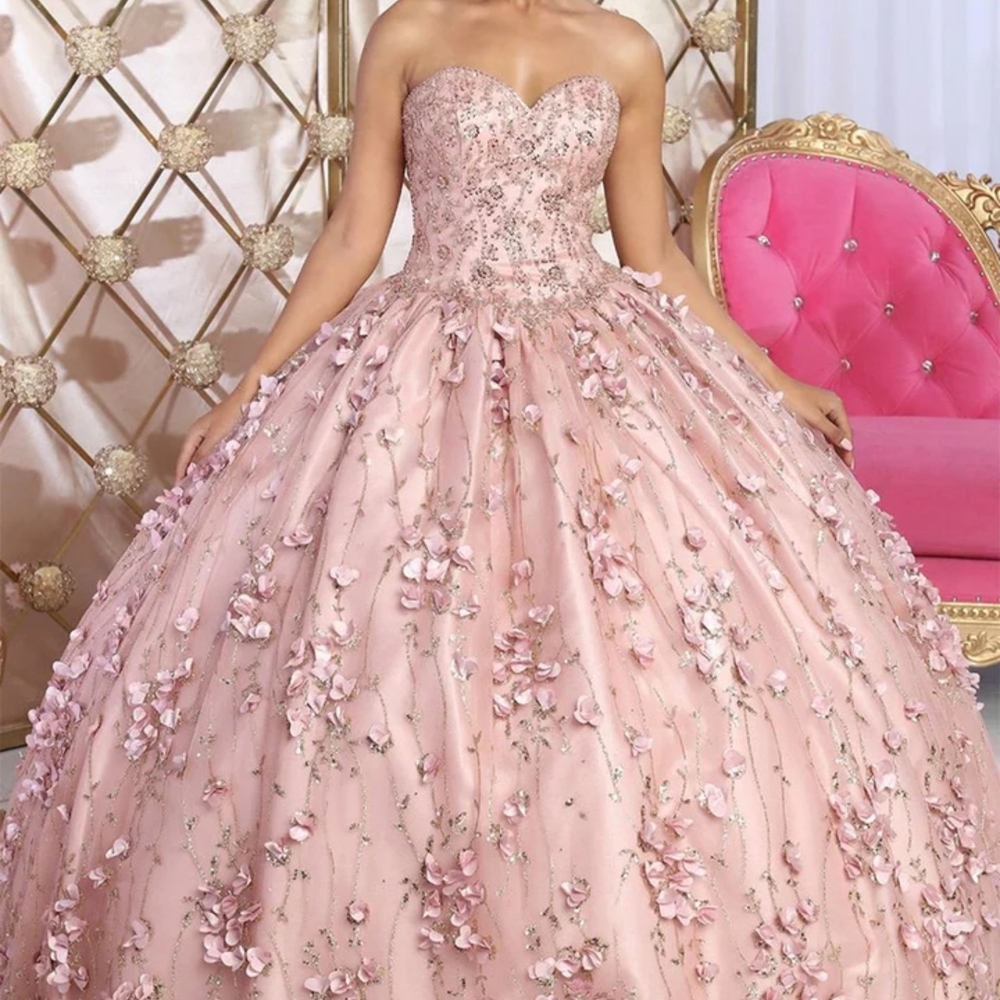 Elegant Pink Floral Ball Gown